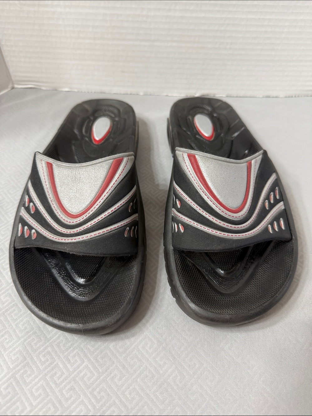 Grendene Rider Black Slide Sandals  Accents Textured Footbed Unisex Sz 7 Brazil